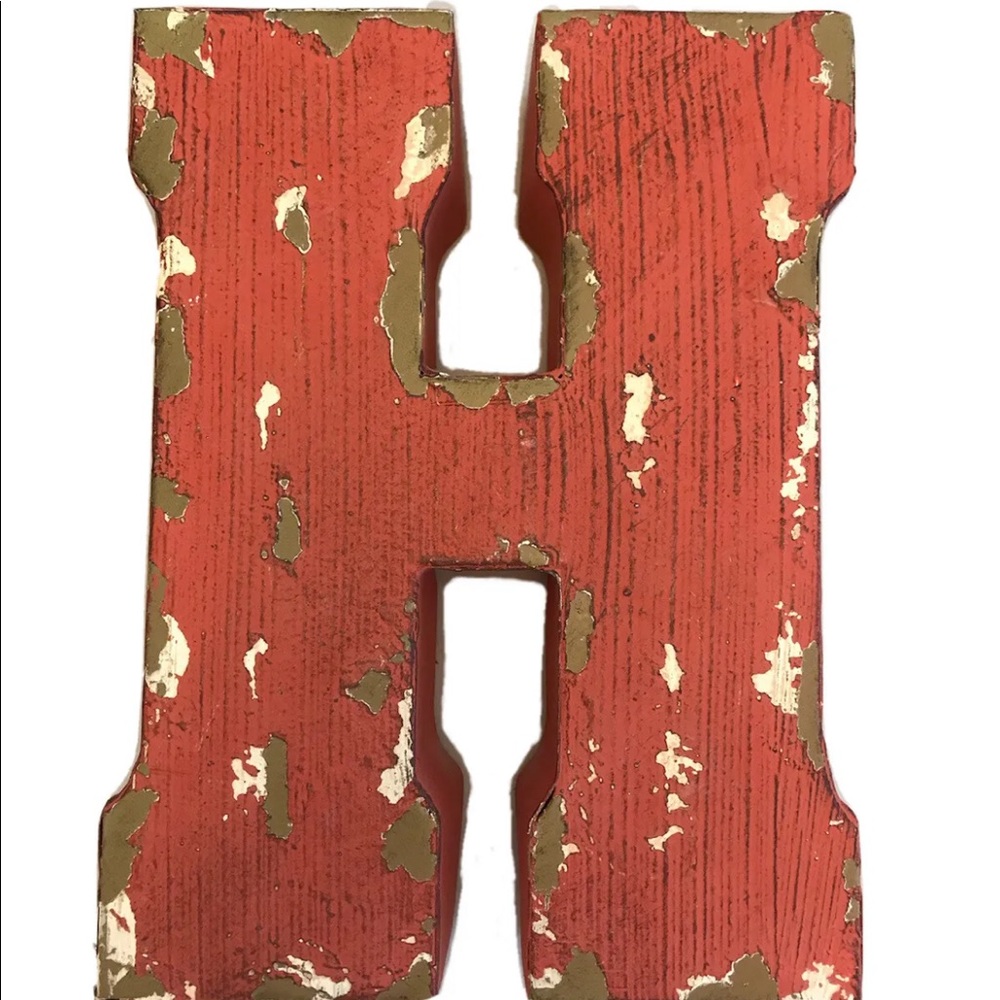 Make Market Alphabet Soup Distressed Tin Decorative Letter H Vintage Looking